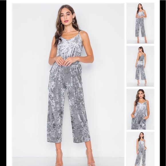 boutique brand Pants - Moon dust crushed velvet the neck romper